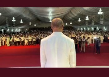 Ali Bongo Ondimba à la célébration du 54éme anniversaire du PDG au Jardin botanique de Libreville © Le Confidentiel