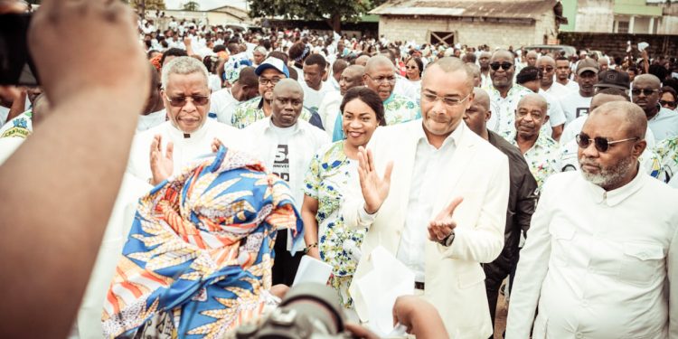 Quelques cadres locaux du PDG lors des célébrations des 54 ans de leur formation politique à Oyem le 09 avril 2022. © Droits réservés..