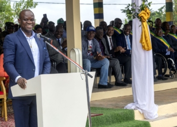 Brice Clotaire Oligui Nguema en tournée pré-électorale à Minvoul : discours d’avant-campagne et promesses de développement, photo Com PR.